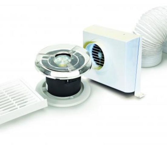 100mm Spotvent Centrifugal In Line Shower Fan With LED Light Timer