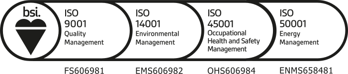 Yesss Electrical hold BSI accreditations ISO 9001(Quality Management), ISO 14001 (Environmental Management), ISO 45001 (Occupational Health and Safety Management) and ISO 50001 (Energy Management)