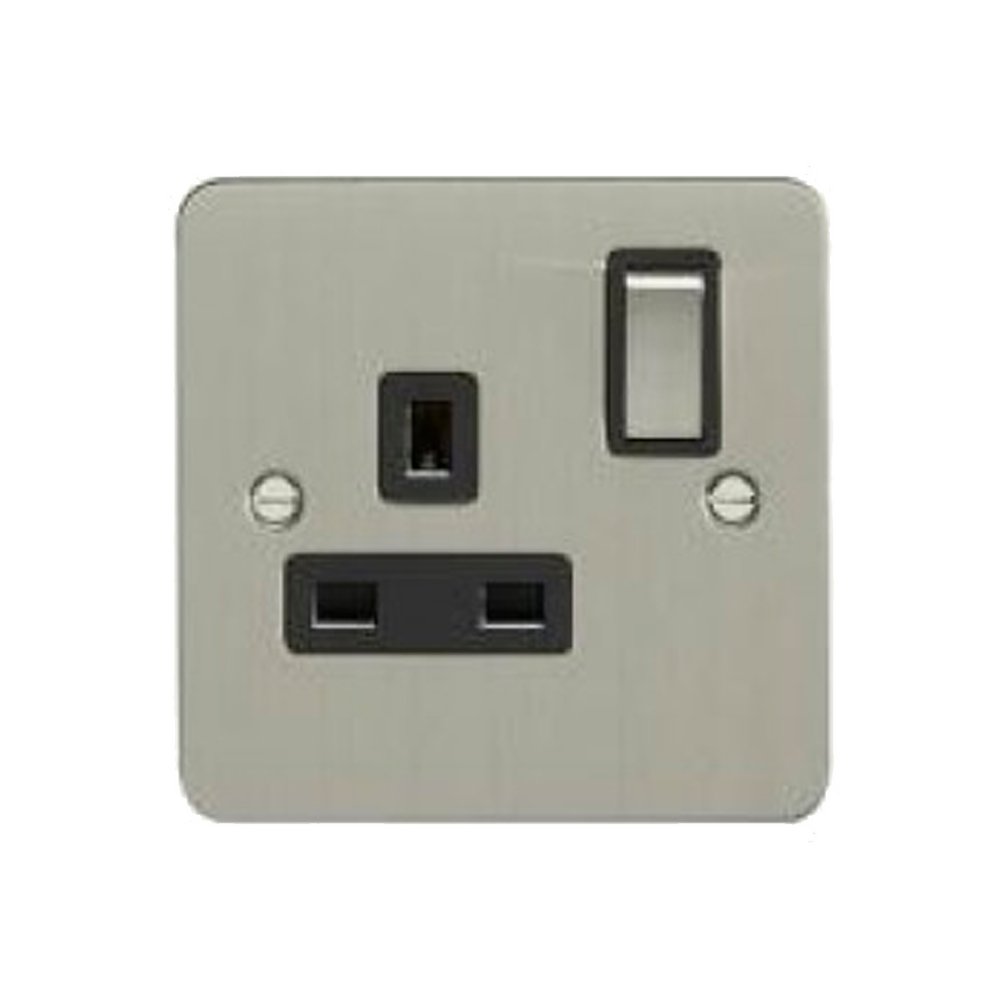 13a-1-gang-double-pole-switched-socket-satin-stainless-steel-black