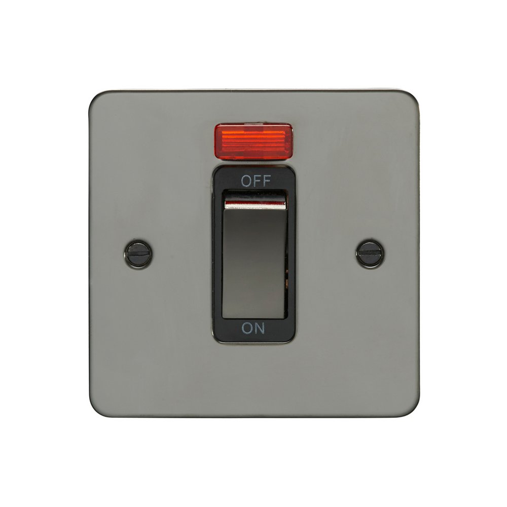 45A 1 Gang Cooker Switch Satin Stainless Steel/Black