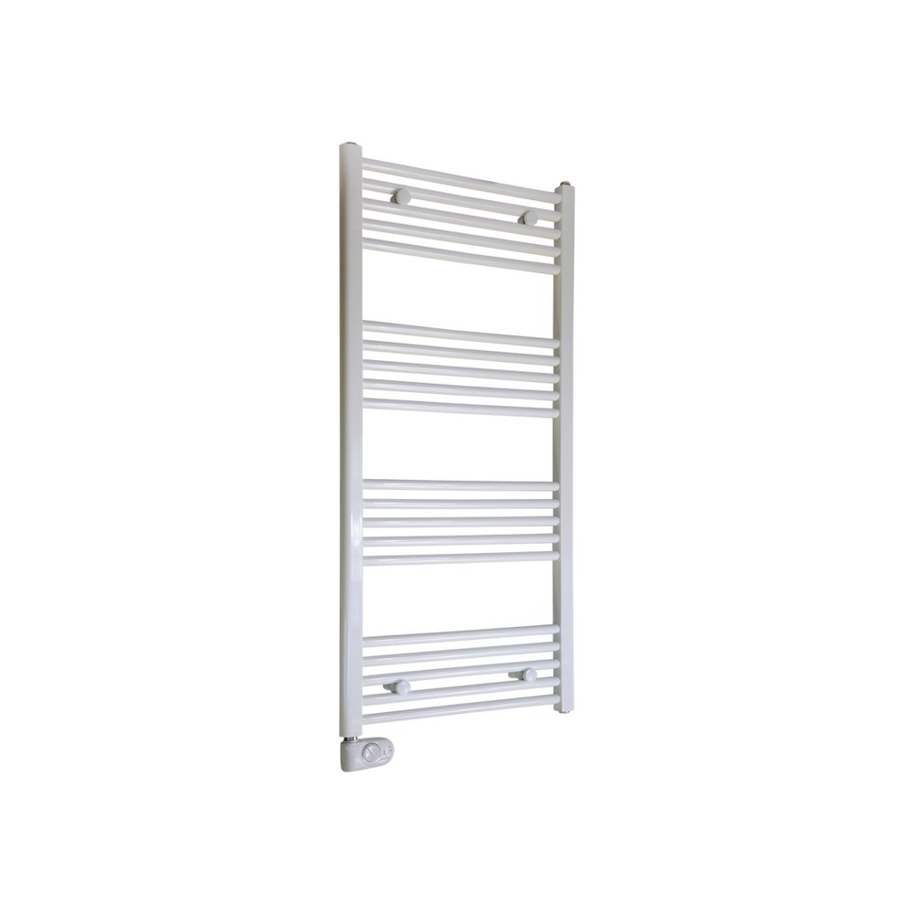 300W White Heated Towel Rail with Thermostat