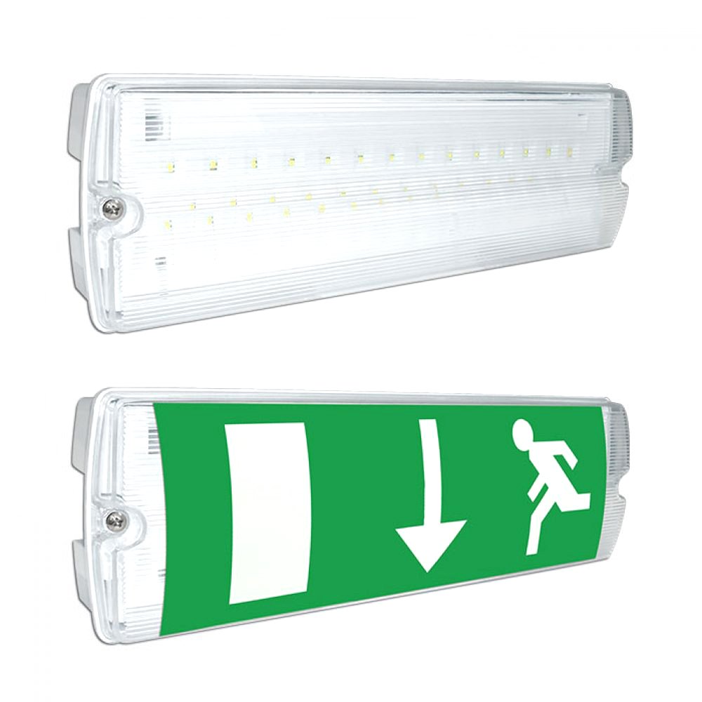 7w Led Maintained Emergency Bulkhead With Legend Set 6000k 235lm