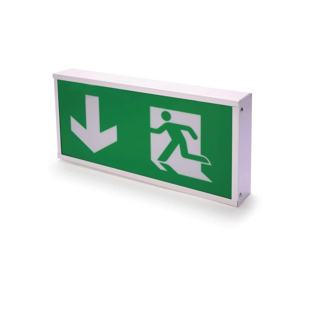 Rhine 5W Universal LED Emergency Exit Box, Arrow Down, 6400K, 12lm, IP44