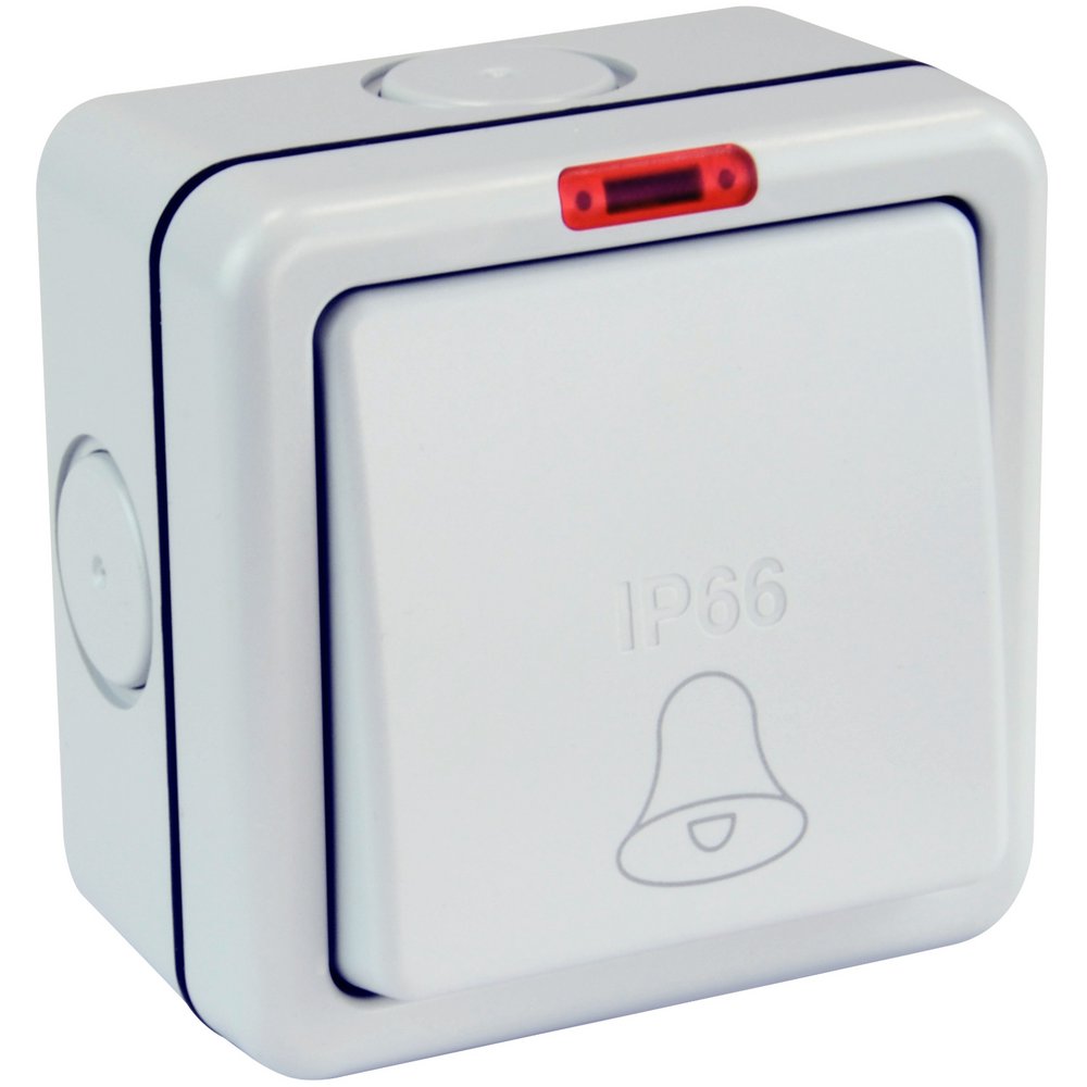 Monsoon 10A IP66 1 Gang Weatherproof Retractive Bell Switch with Neon Grey