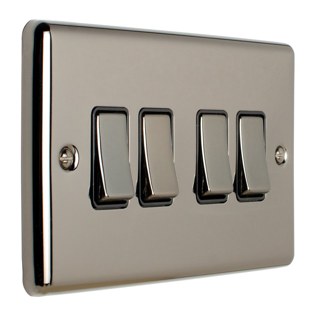10A 4 Gang 2 Way Switch Black Nickel/Black