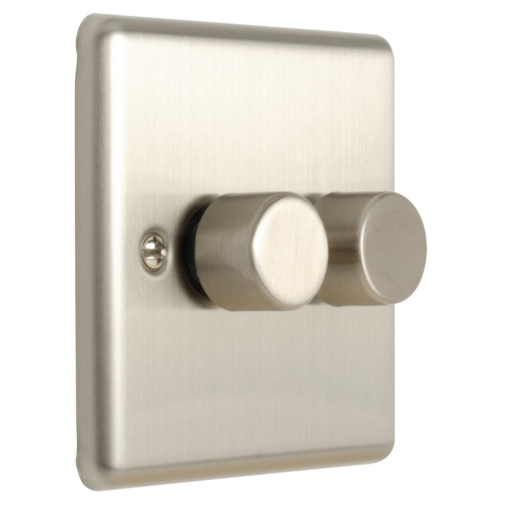 2 Gang 2 Way 400W & LED Dimmer Switch - Satin Stainless