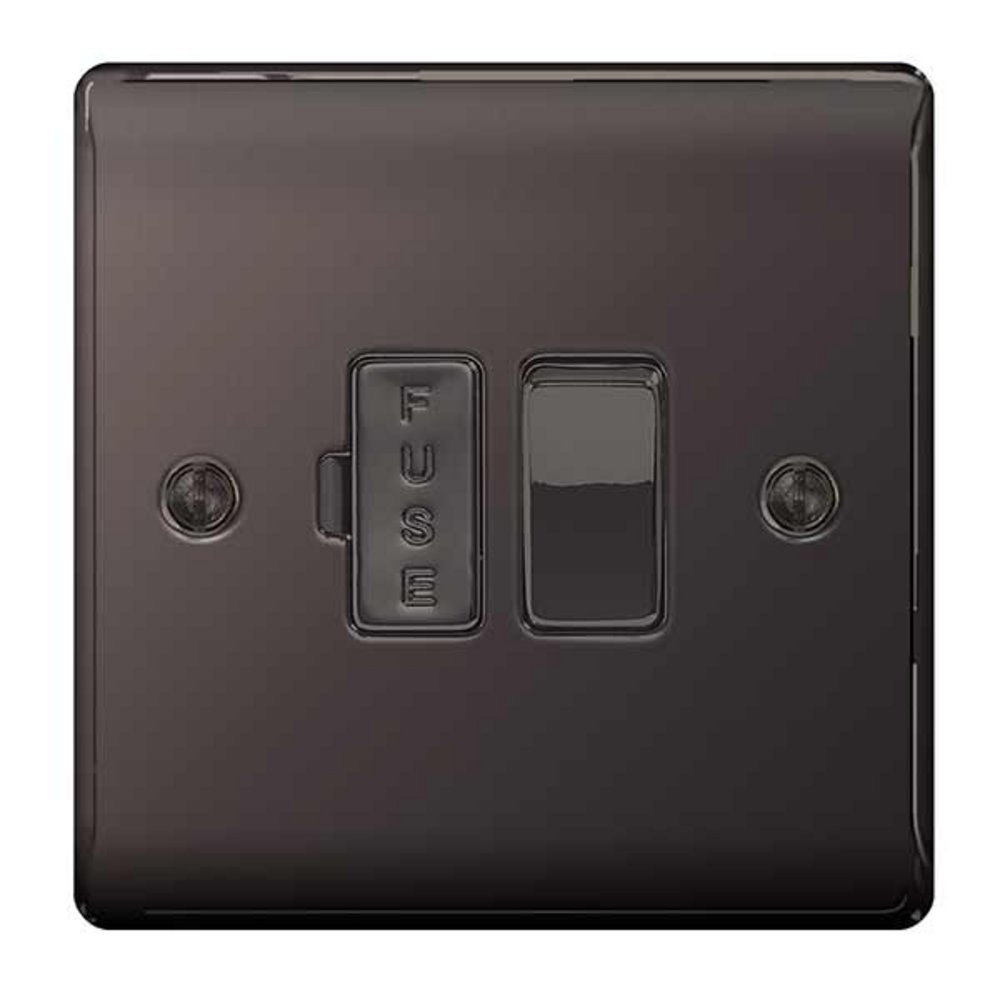 13A Fused Switch Connection Unit, 2 Gang, Black Nickel