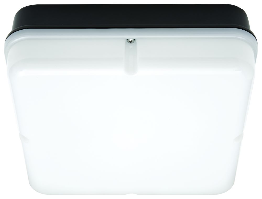 Bulkhead Square LED 14W 4000K 1200Lm Black Body Opal Diffuser IP66