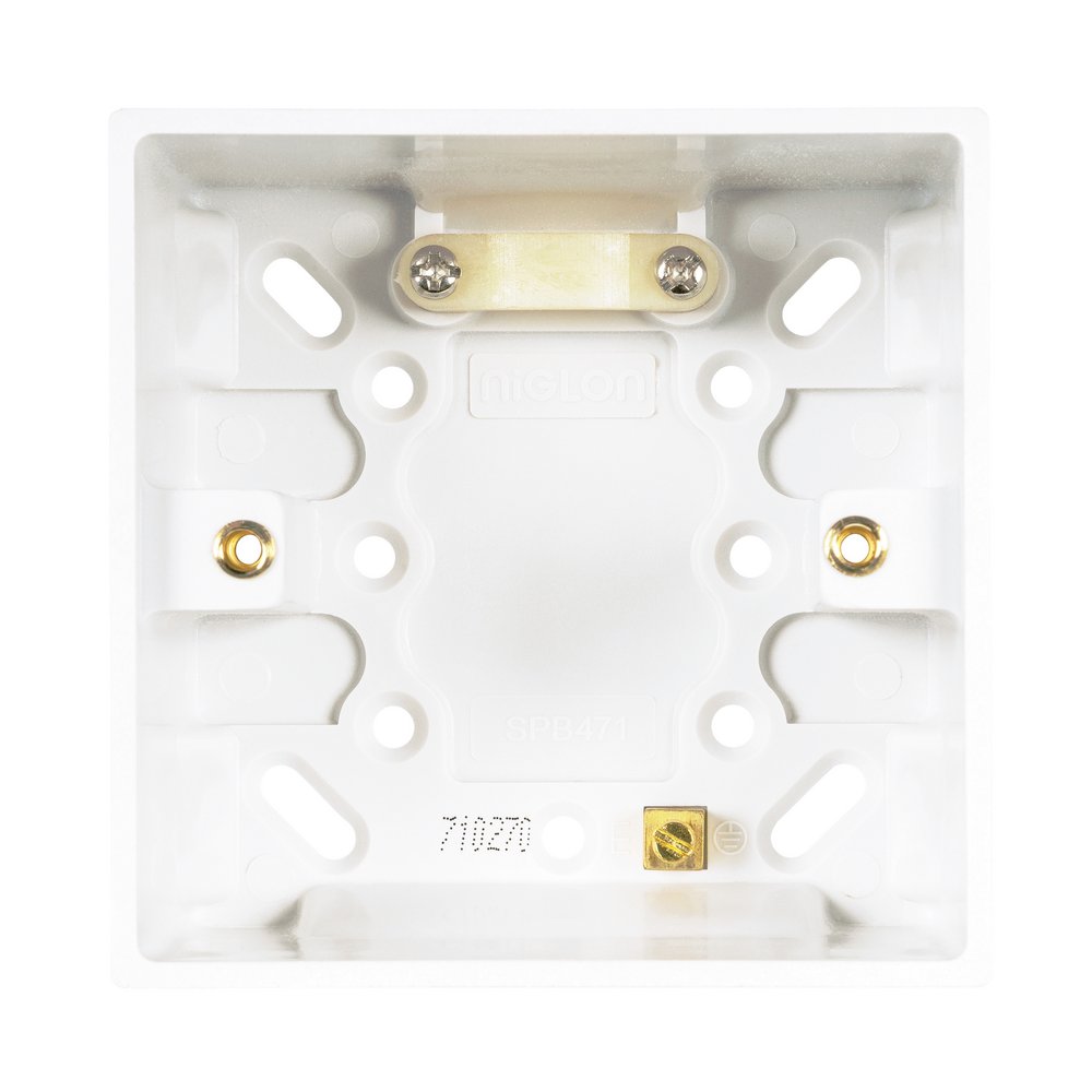 1 gang 47 mm + earth terminal and cable grip BS 5733 SURFACE PATTRESS BOXES