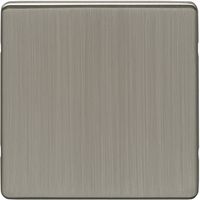 Show details for  Blanking Plate, 1 Gang, Satin Nickel, White Trim, Concealed Fix Range