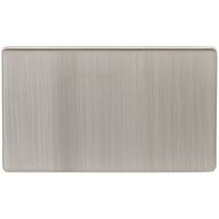 Show details for  2 Gang Blanking Plate - Satin Nickel/White