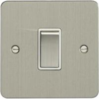 Show details for  10A 2 Way Switch, 1 Gang, Satin Stainless Steel, Black Trim, Enhance Range