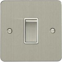 Show details for  10A 2 Way Switch, 1 Gang, Satin Stainless Steel, Black Trim, Enhance Range