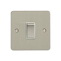 Show details for  1 Gang 10A 2 Way Switch - Satin Stainless Steel/White
