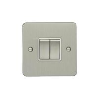 Show details for  10A 2 Gang 2 Way Switch - Satin Stainless Steel/Black