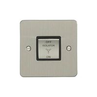 Show details for  6A 1 Gang TP Fan Isolator Switch - Satin Stainless Steel/Black