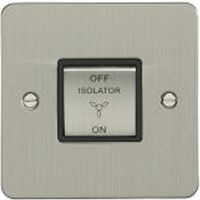 Show details for  6A Fan Isolator Switch, 1 Gang, Satin Stainless Steel, Black Trim, Enhance Range