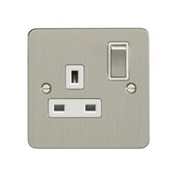 Show details for  13A 1 Gang DP Switched Socket - Satin Stainless Steel/White