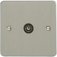 Show details for  TV Outlet, 1 Gang, Satin Stainless Steel Steel, Black Trim, Enhance Flat Plate Range