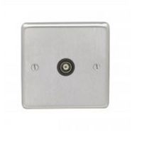 Show details for  1 Gang TV Outlet - Satin Stainless Steel/White