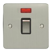 Show details for  20A 1 Gang DP Switch & Neon - Satin Stainless Steel/Black