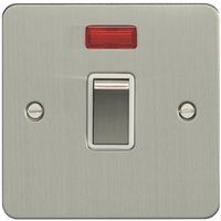 Show details for  20A Double Pole Switch with Neon, 1 Gang, Satin Stainless Steel, White Trim, Enhance Range