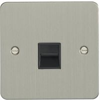 Show details for  Slave Telephone Socket, 1 Gang, Satin Stainless Steel, Black Trim, Enhance Range