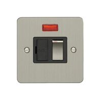 Show details for  13A DP Switched Fuse Spur & Neon - Satin Stainless Steel/Matching Black