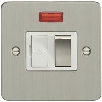 Show details for  13A Double Pole Switched Fuse Spur with Neon, 1 Gang, Satin Stainless Steel, White Trim, Enhance Flat Plate Range
