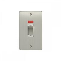 Show details for  45A 2 Gang DP Cooker Switch - Satin Stainless Steel/White