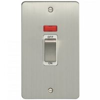 Show details for  45A Double Pole Cooker Switch with Neon, 2 Gang, Satin Stainless Steel, White Trim, Enhance Flat Plate Range