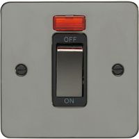 Show details for  45A Double Pole Cooker Switch with Neon, 1 Gang, Satin Stainless Steel, Black Trim, Enhance Flat Plate Range