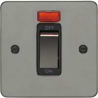 Show details for  45A Double Pole Cooker Switch with Neon, 1 Gang, Satin Stainless Steel, Black Trim, Enhance Flat Plate Range