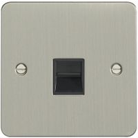 Show details for  Master Telephone Socket, 1 Gang, Satin Stainless Steel, Black Trim, Enhance Range