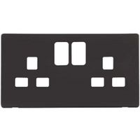 Show details for  Definity Screwless Black COVER PLATE ONLY For 13A 2 Gang Switched Socket