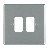 Show details for  Grid Fix Aperture Plate with Grid, 2 Gang, Satin Steel
