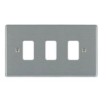 Show details for Grid Fix Aperture Plate with Grid, 3 Gang, Satin Steel
