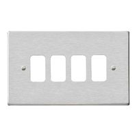 Show details for  Grid Fix Aperture Plate with Grid, 4 Gang, Satin Steel