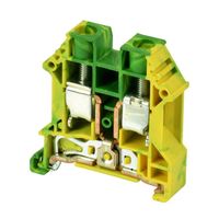 Show details for  Feed Through Earth DIN Rail Mount Terminal Block, 600V, 10mm, Green / Yellow