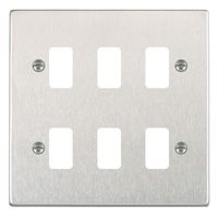 Show details for  Grid Fix Aperture Plate with Grid, 6 Gang, Satin Steel