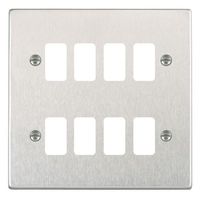 Show details for  Grid Fix Aperture Plate with Grid, 8 Gang, Satin Steel