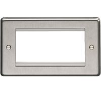 Show details for  Module Frame, 4 Gang, Satin Stainless, White Trim, Stainless Steel Range