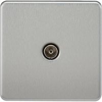 Show details for  Non-Isolated TV Outlet, 1 Gang, Brushed Chrome, Screwless Range