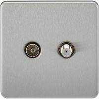 Show details for  Isolated TV/Sat Outlet, 1 Gang, Brushed Chrome, Screwless Range