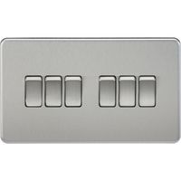 Show details for  10AX 2 Way Switch, 6 Gang, Brushed Chrome