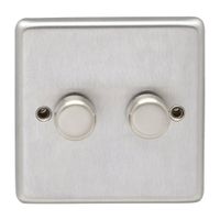 Show details for 2 Gang 2 Way LED Dimmer Switch - Satin Stainless