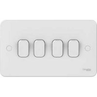 Show details for  10AX 2 Way Plate Switch, 4 Gang, White, Lisse Range