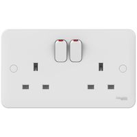 Show details for  13A Switched Socket with Inboard Roacker, 2 Gang, White, Lisse Range