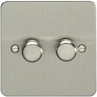 Show details for  LED 2 Way Dimmer Switch, 2 Gang, Satin Stainless Steel, Enhance Flat Plate Range