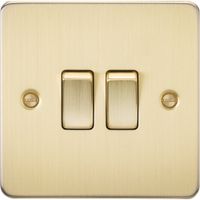 Show details for  10AX 2 Way Switch, 2 Gang, Brushed Brass